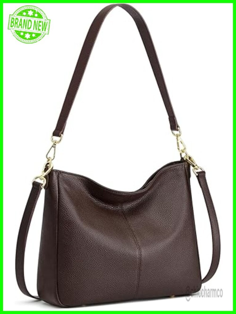 Genuine Leather Hobo Crossbody Bag with Two Straps